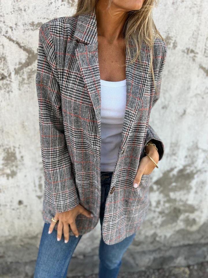 Vesara – Revers Dentellato A Quadri Blazer
