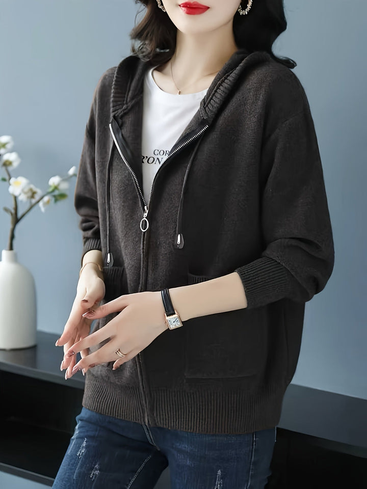 Rilena – Cappuccio con Coulisse in Maglia di Viscosa Cardigan