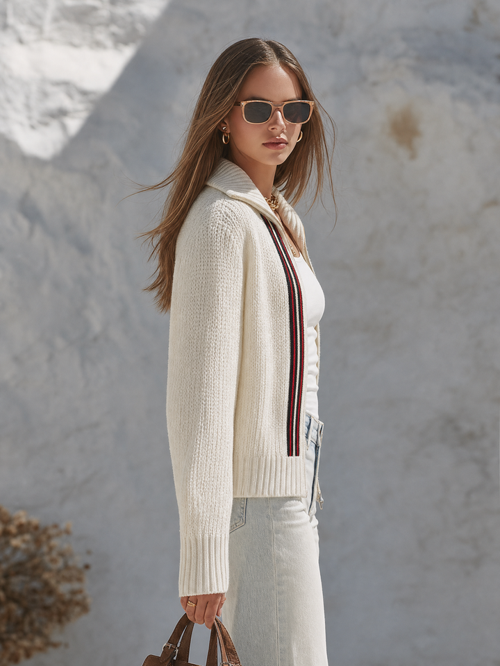 Virela – A Righe con Collo in Maglia, Giacca