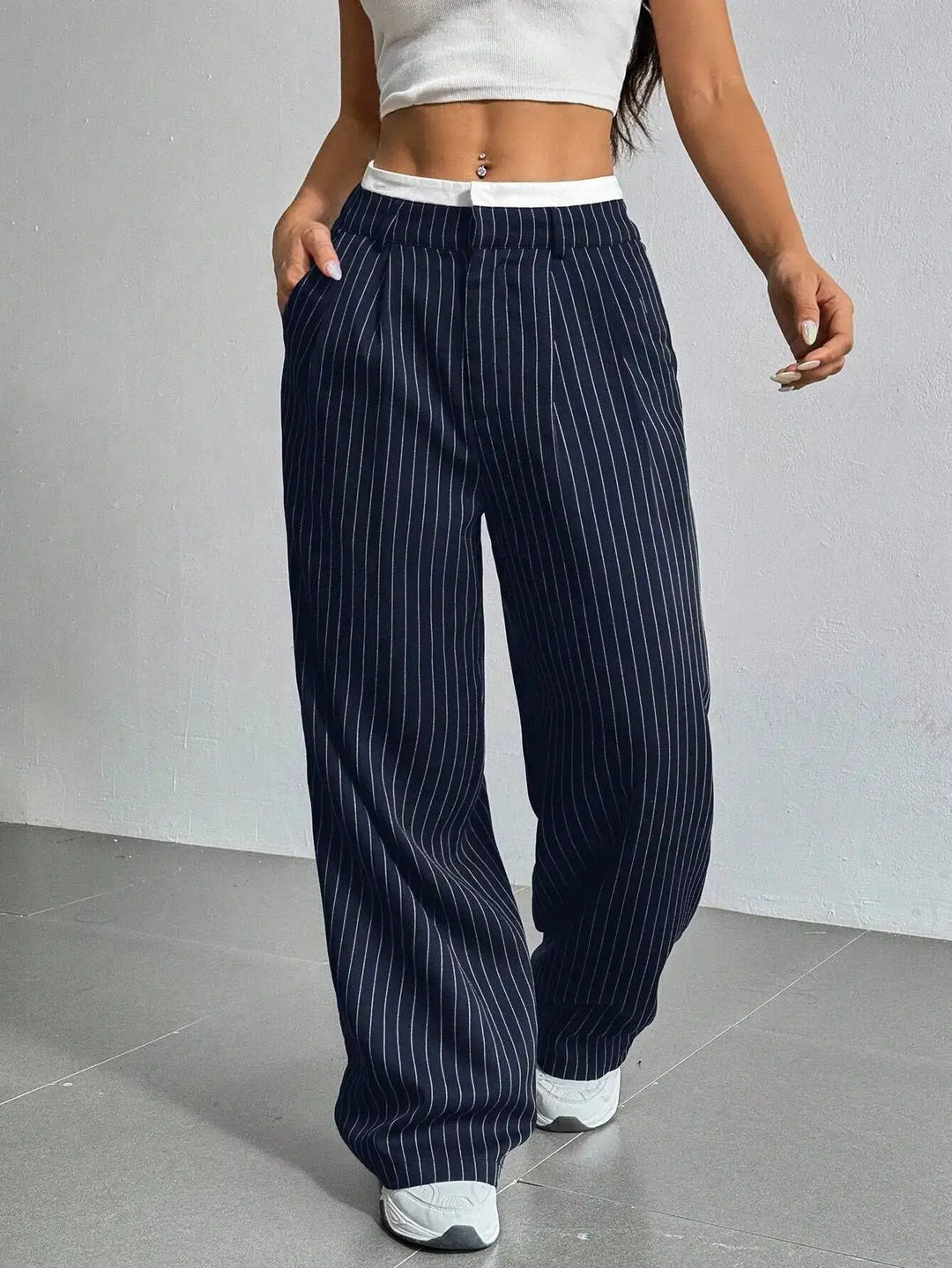 Anevia – Pantaloni a Righe a Vita Alta