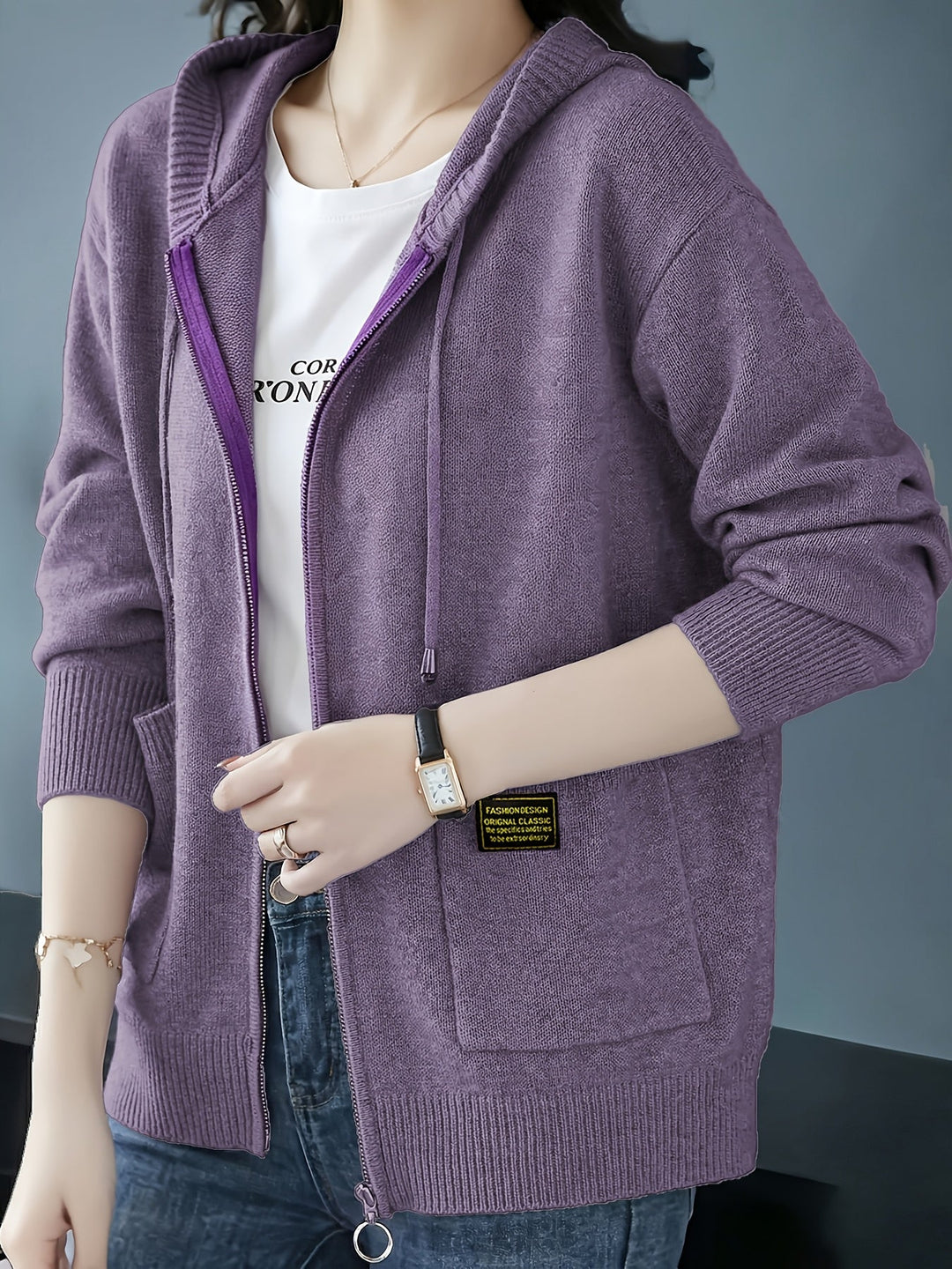 Rilena – Cappuccio con Coulisse in Maglia di Viscosa Cardigan
