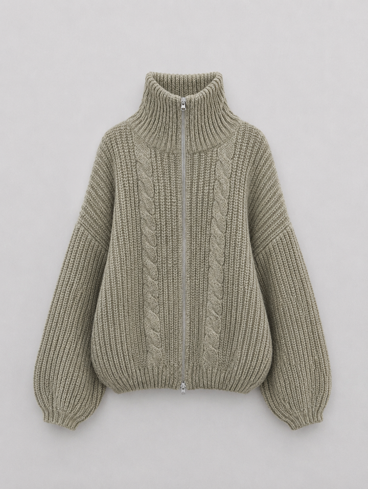 Velira – Con Zip Frontale in Maglia a Trecce, Cardigan