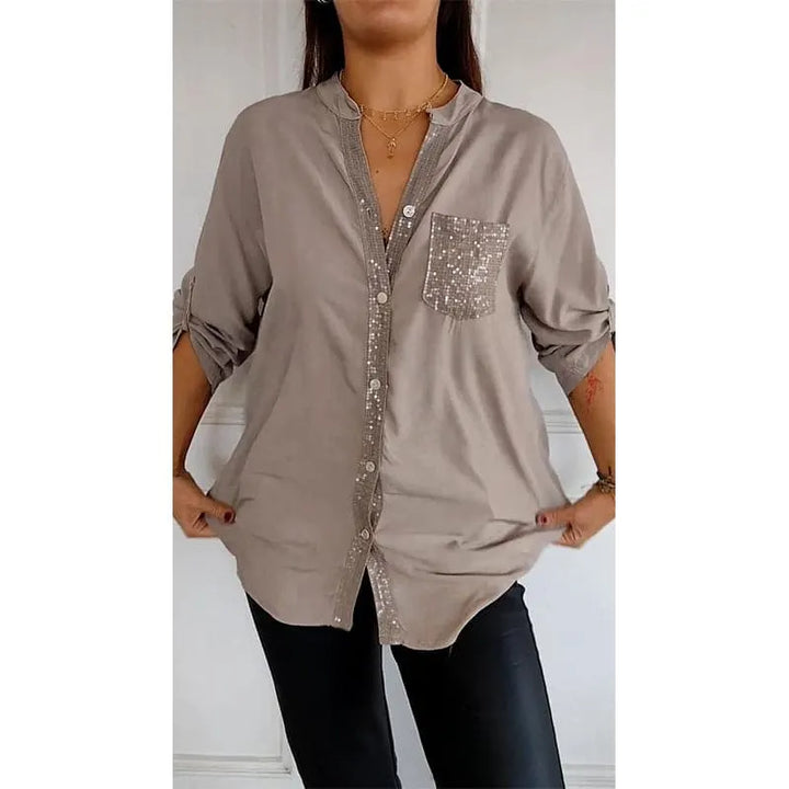Calyra – Con Placca di Paillettes in Cotone, Top