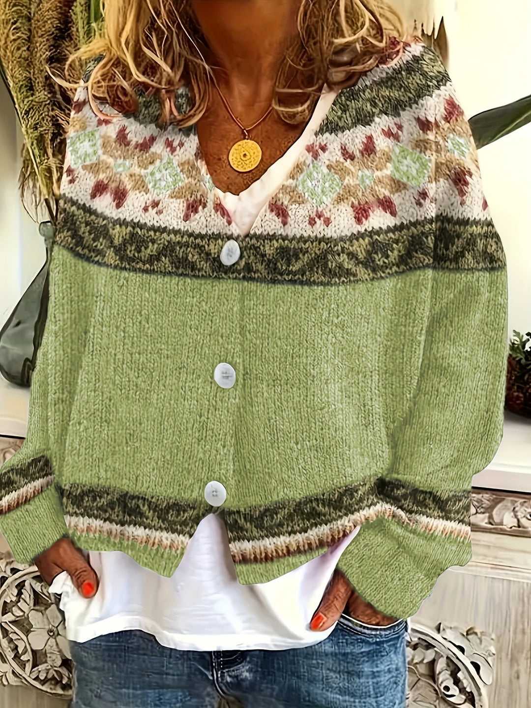 Mireva – A Blocchi di Colore in Maglia Cardigan