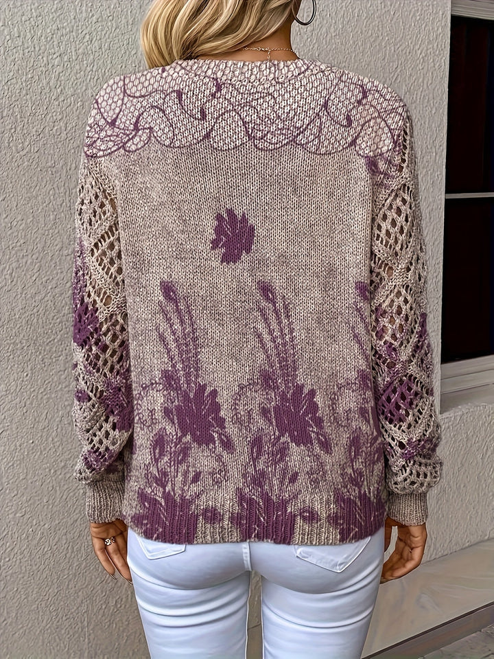 Aunira – Stampa Floreale in Maglia, Maglione