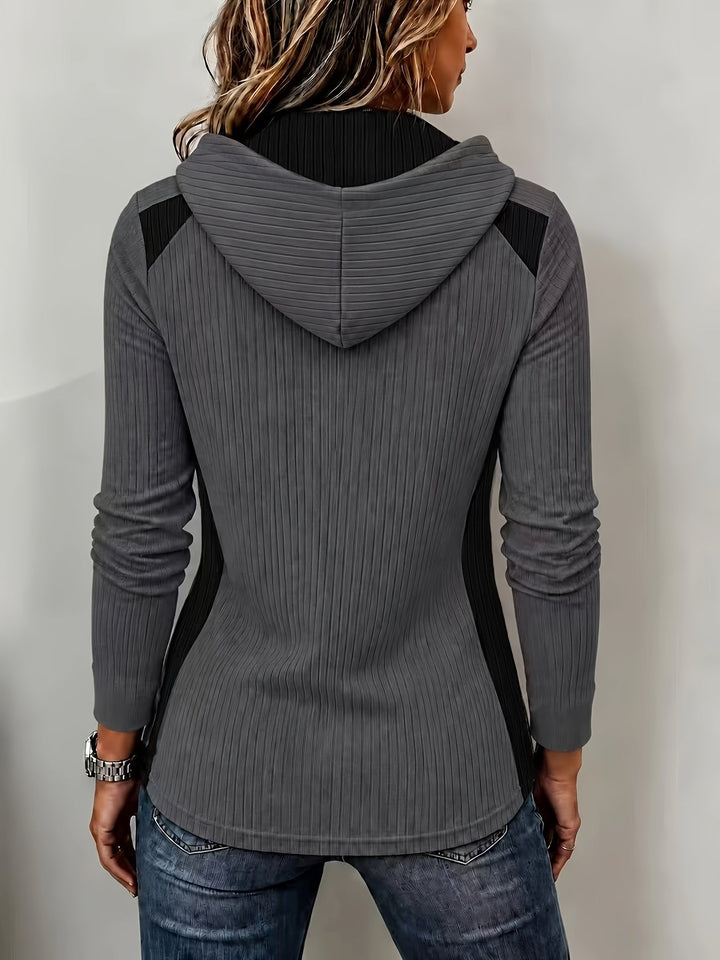 Ceraya – Mezza Zip, Felpa con Cappuccio