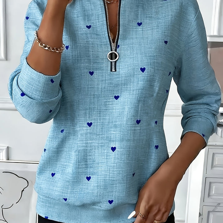 Renali – Mezza Zip con Cuore in Maglia, Felpa