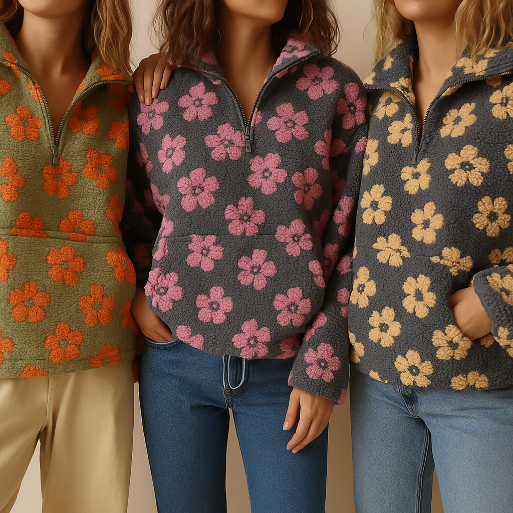 Avenli – Stampa Floreale in Pile Maglione