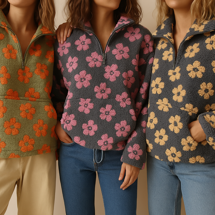Avenli – Stampa Floreale in Pile Maglione