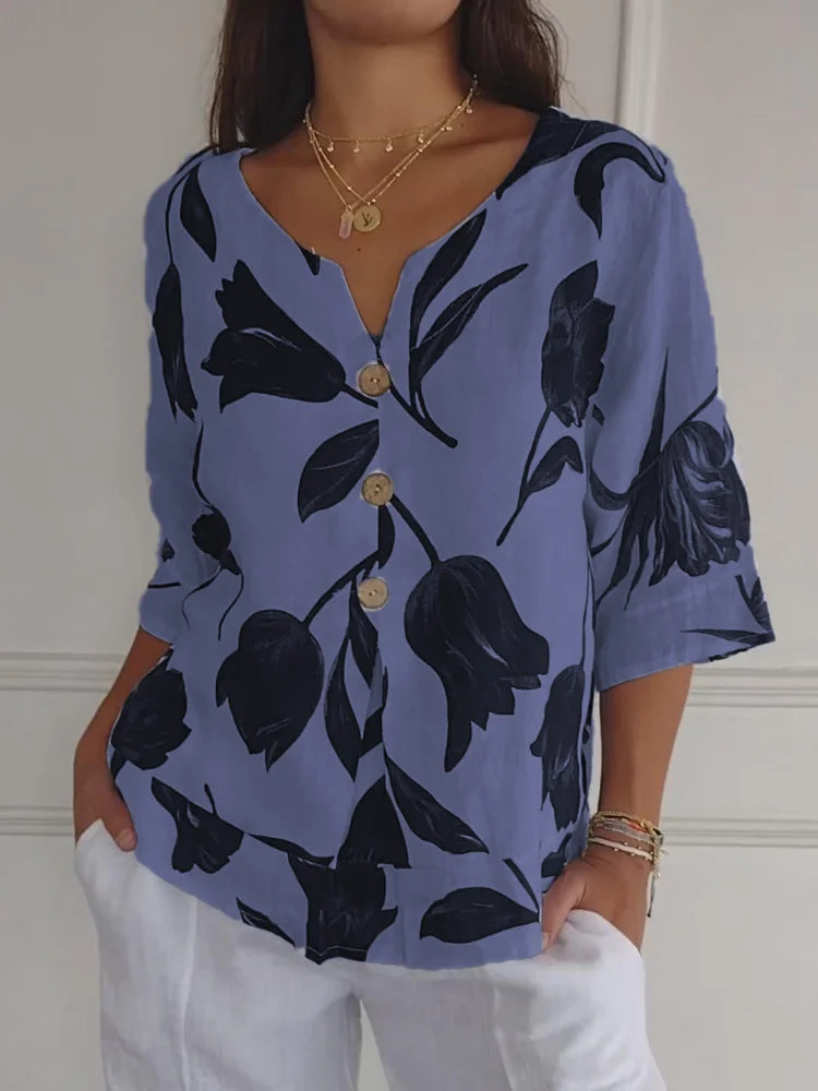 Nivara – Scollo a V in Cotone-Lino, Tunica