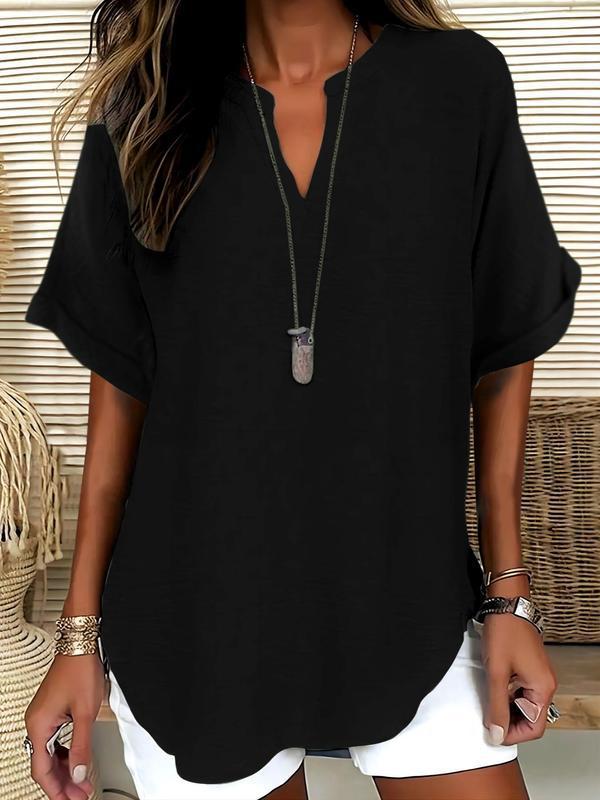 Arlise – Collo a V in Tessuto Piano, Blusa