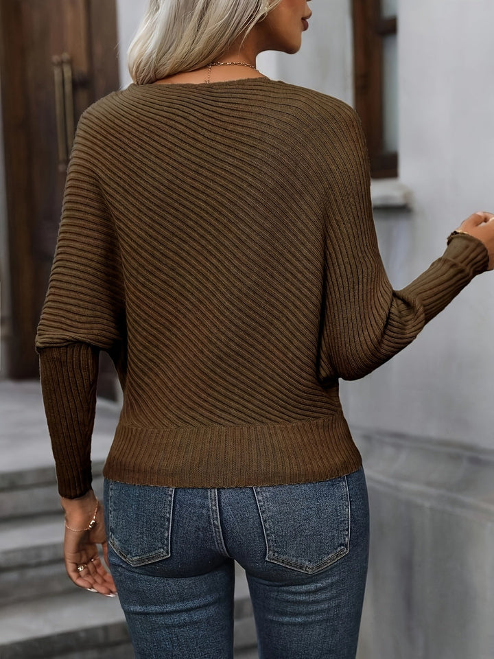 Mireva – Maniche a Pipistrello in Maglia a Coste Maglione