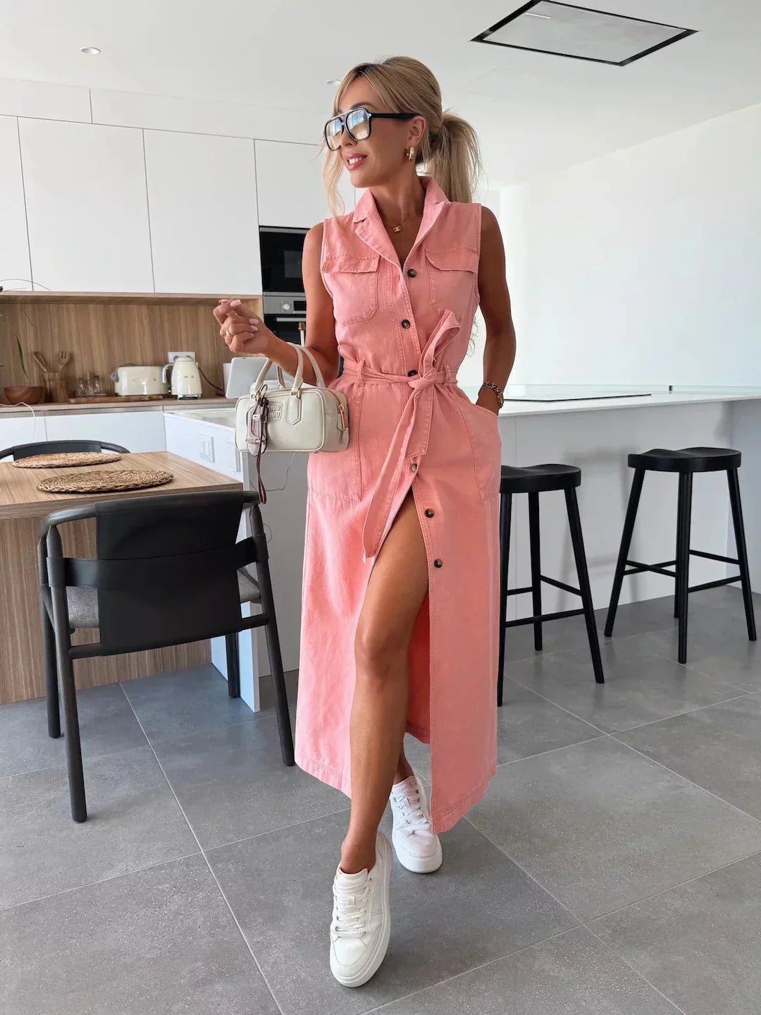 Lysena – Abito in Denim con Bottoni