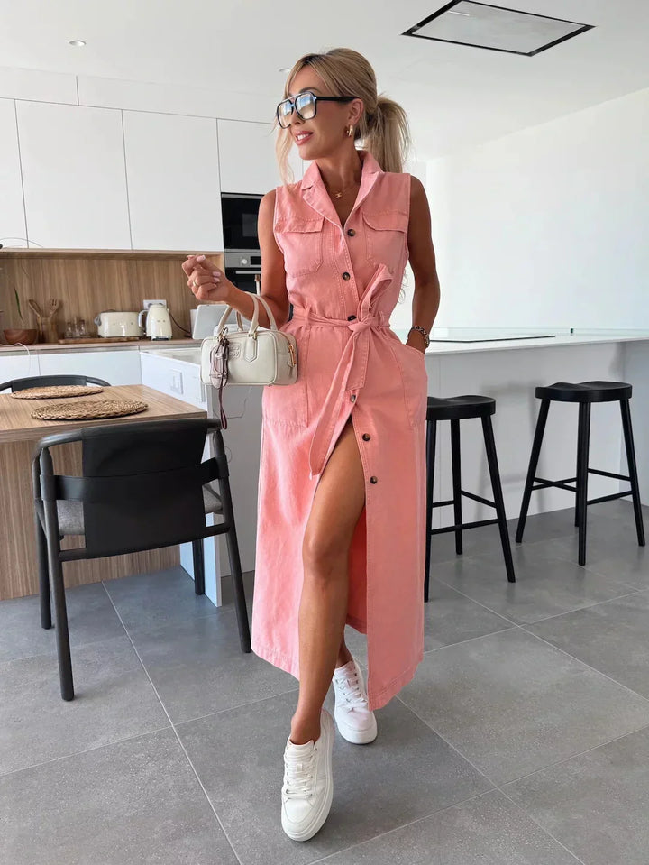 Lysena – Abito in Denim con Bottoni