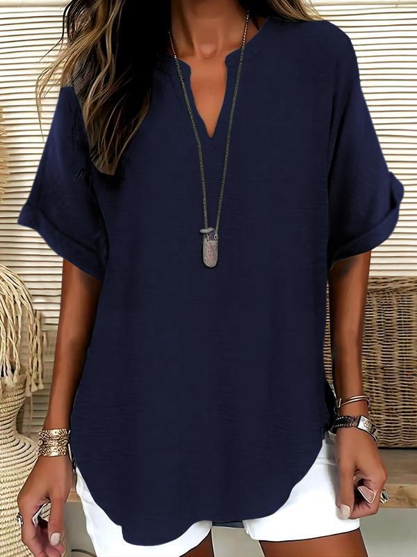 Arlise – Collo a V in Tessuto Piano, Blusa
