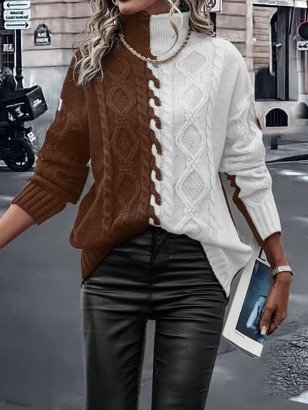 Vesina – Collo Alto con Lavorazione a Treccia, Maglione