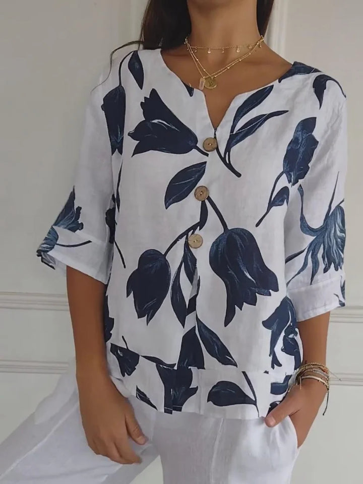 Nivara – Scollo a V in Cotone-Lino, Tunica