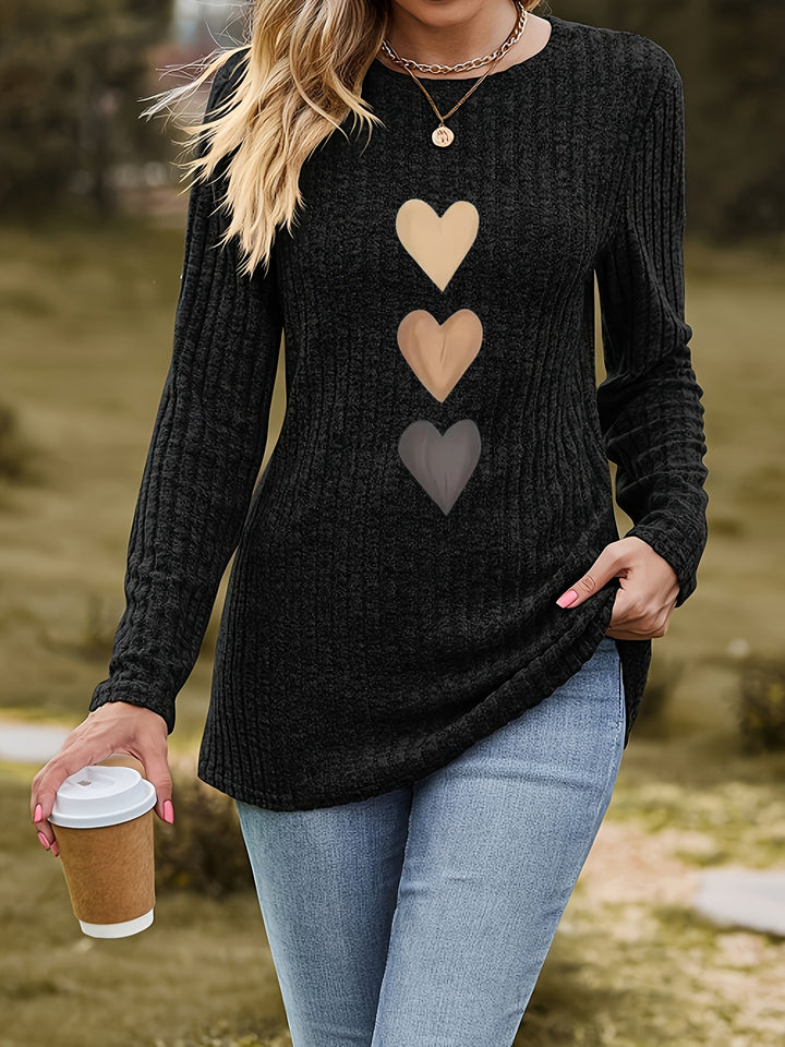Mevara – Top a Righe con Stampa a Cuore