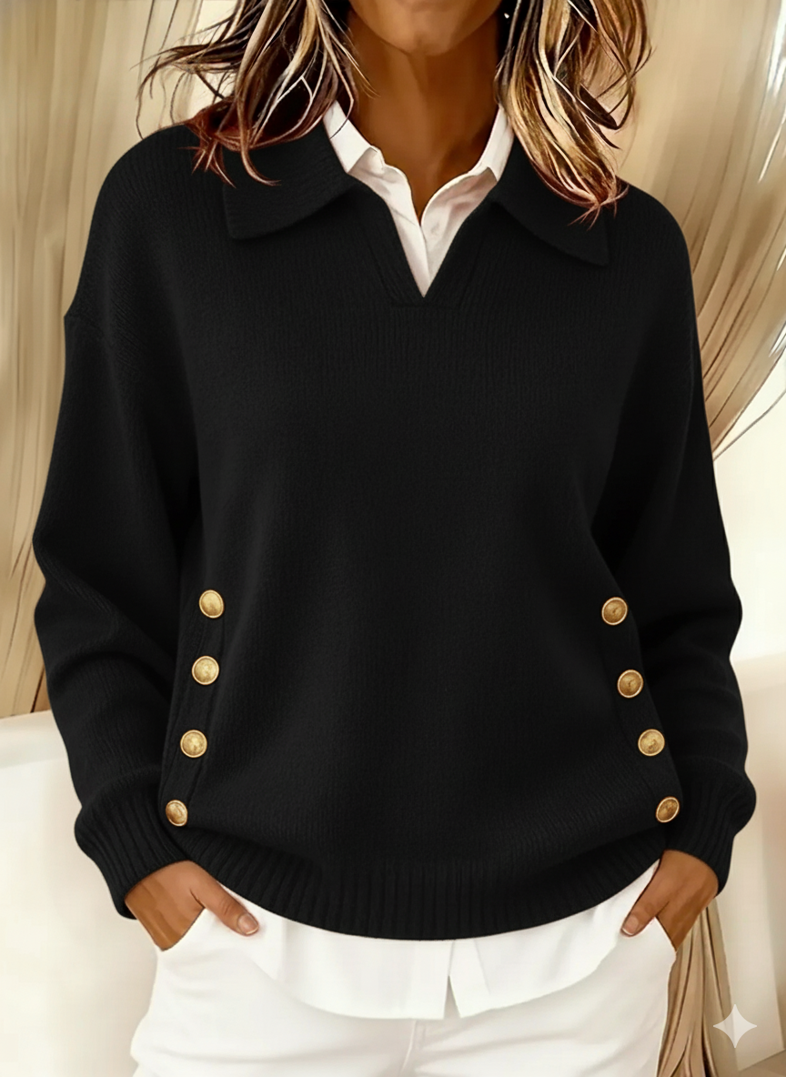 Navira – Collo Polo con Bottone Laterale – Maglione