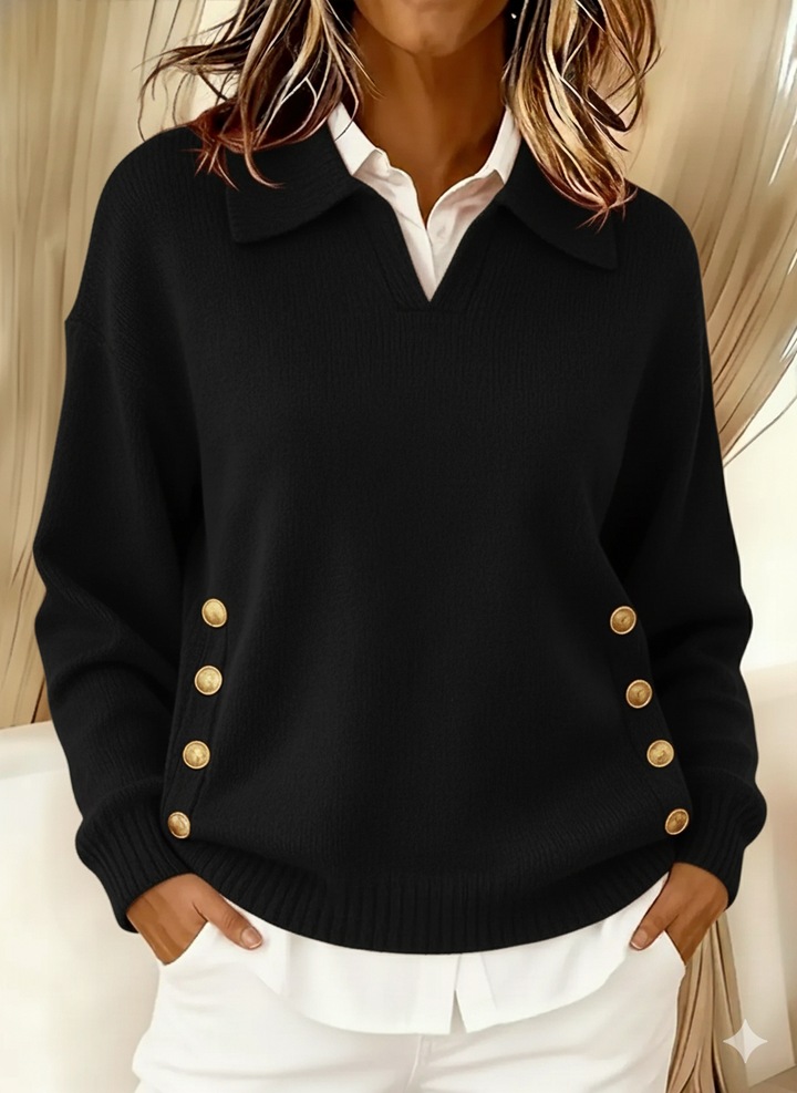 Navira – Collo Polo con Bottone Laterale – Maglione