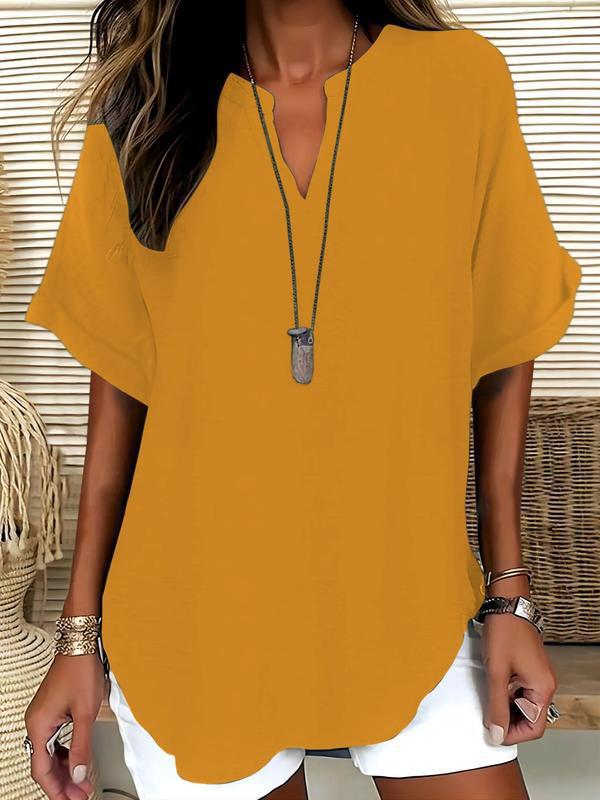 Arlise – Collo a V in Tessuto Piano, Blusa