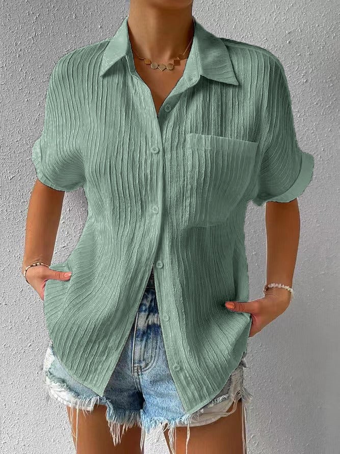 Navira – Collo a Camicia in Misto Cotone, Blusa