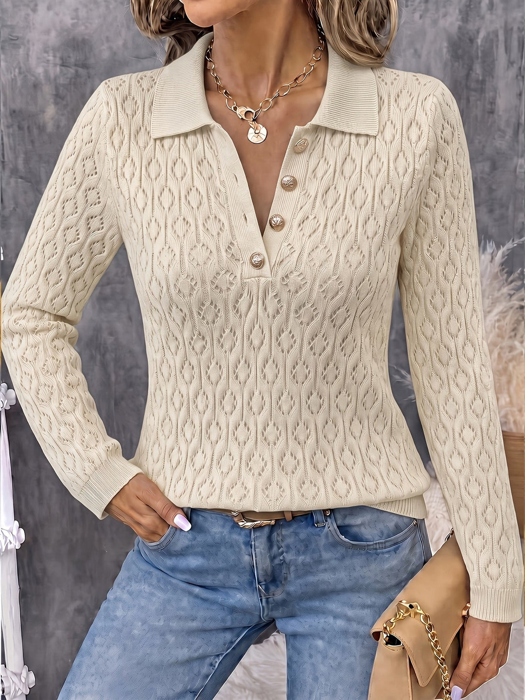 Avenya – Lavorazione Traforata in Maglia, Maglione Polo