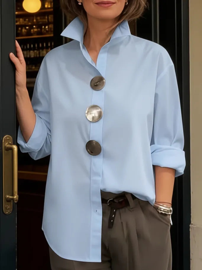 Avenya – Collo Alzato in Cotone-Lino, Blusa
