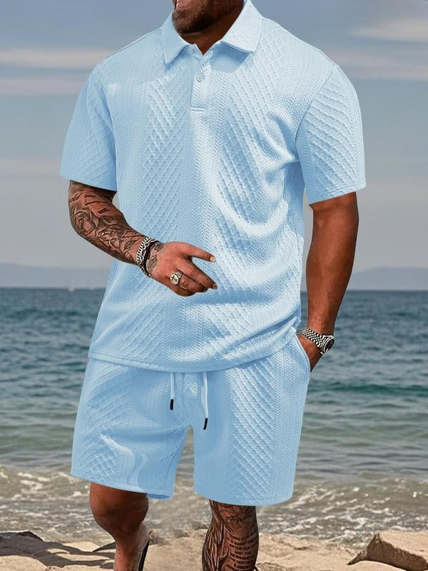 Varlo – Set in Tessuto Testurizzato con Polo e Pantaloni Corti