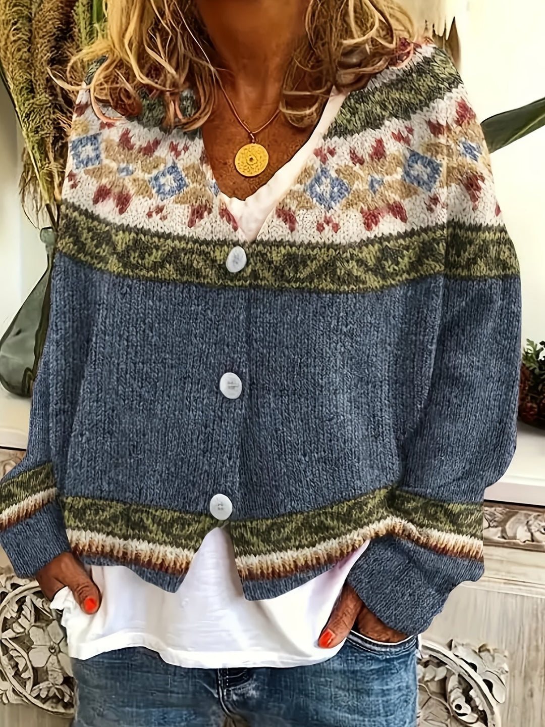 Mireva – A Blocchi di Colore in Maglia Cardigan
