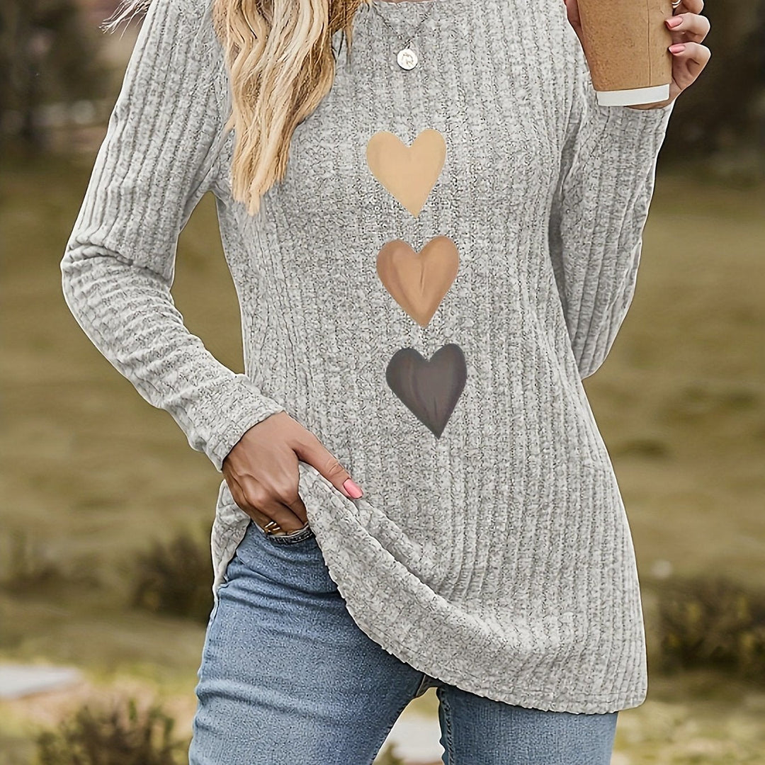 Mevara – Top a Righe con Stampa a Cuore