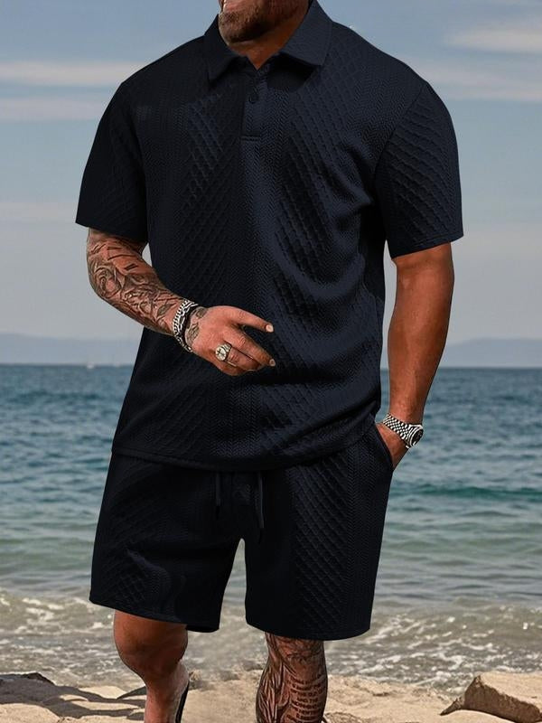 Varlo – Set in Tessuto Testurizzato con Polo e Pantaloni Corti