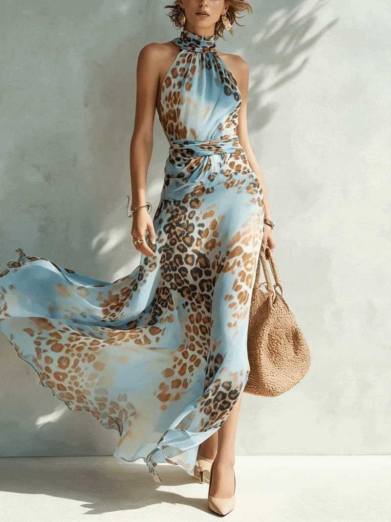Calira – Scollo All'Americana in Chiffon, Abito Maxi