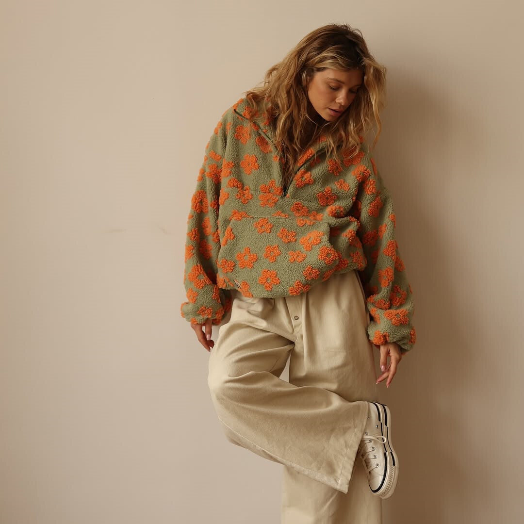 Avenli – Stampa Floreale in Pile Maglione