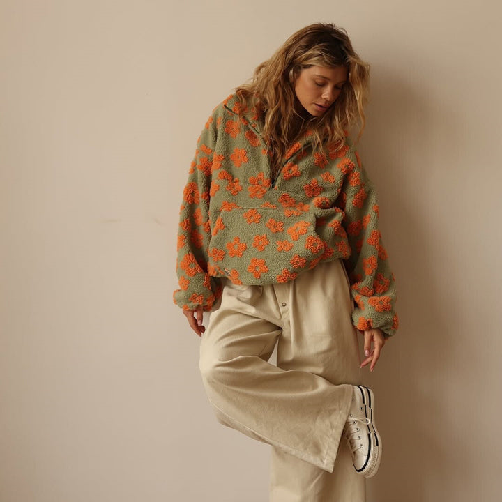Avenli – Stampa Floreale in Pile Maglione