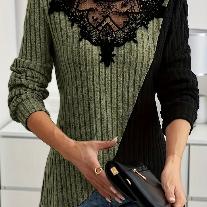 Rilena – Con Pizzo a Contrasto in Maglia Maglione