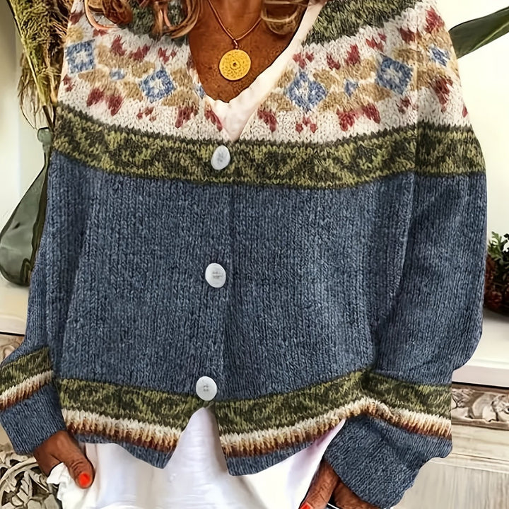 Mireva – A Blocchi di Colore in Maglia Cardigan