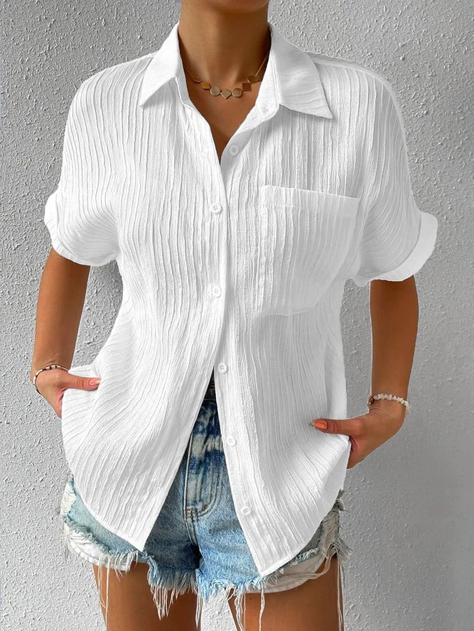 Navira – Collo a Camicia in Misto Cotone, Blusa
