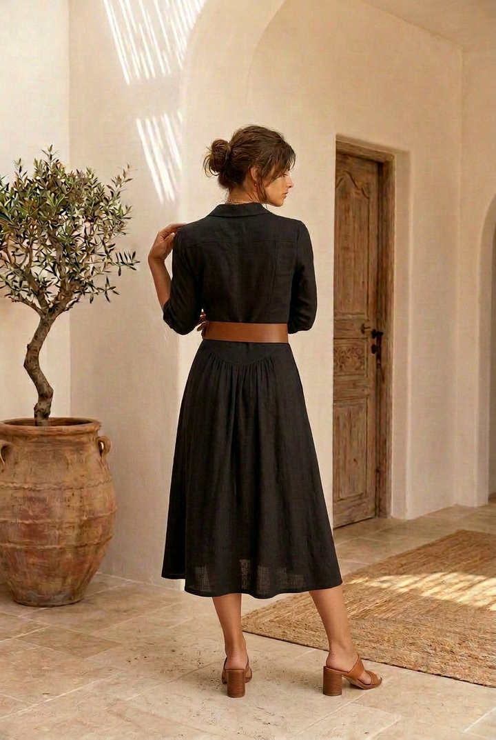 Velira – Maxi con Bottoni in Lino Abito
