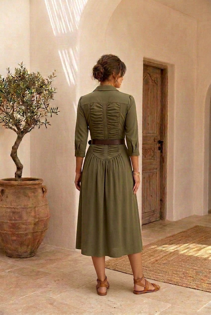 Velira – Maxi con Bottoni in Lino Abito