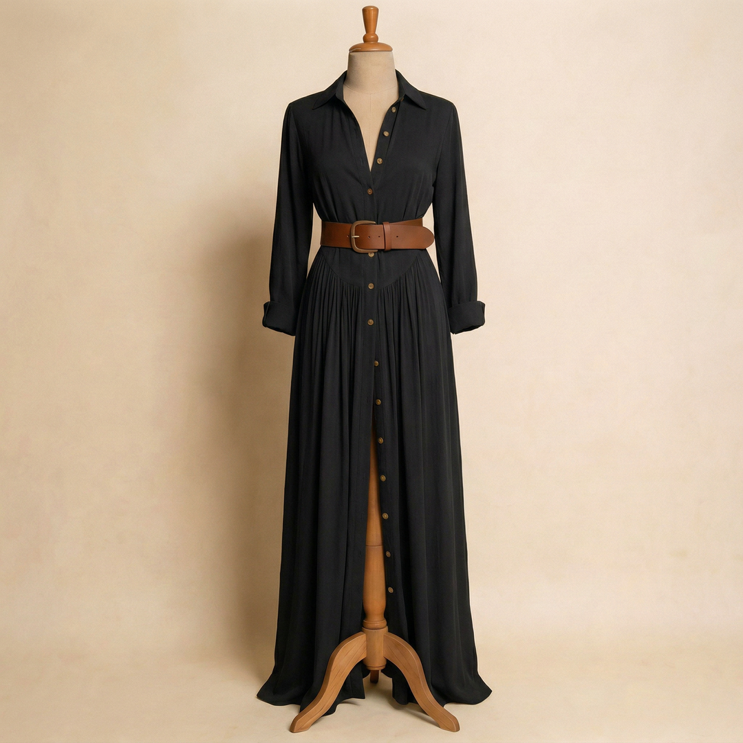 Velira – Maxi con Bottoni in Lino Abito