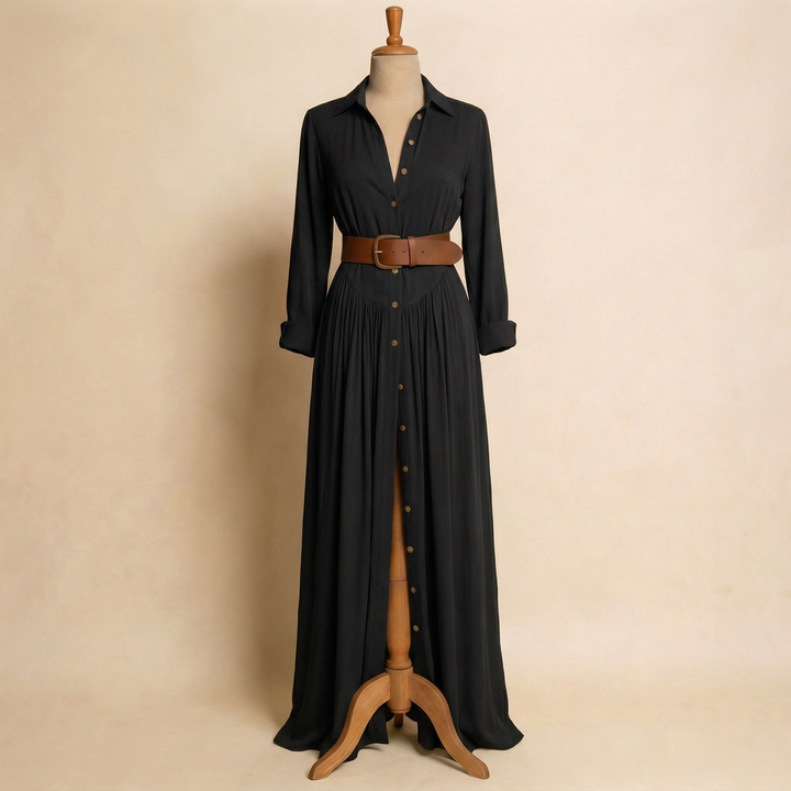 Velira – Maxi con Bottoni in Lino Abito