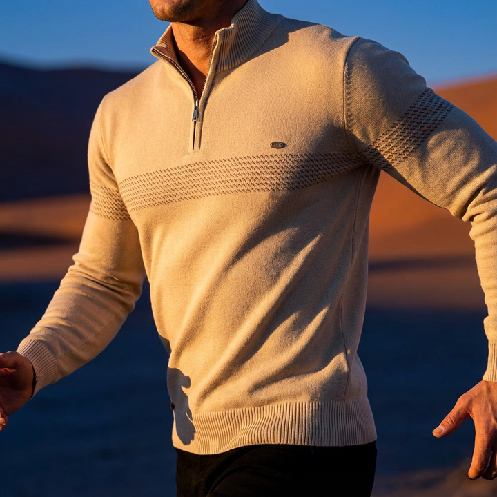 Sandringham - Maglione a Trecce con Mezza Zip Pesante