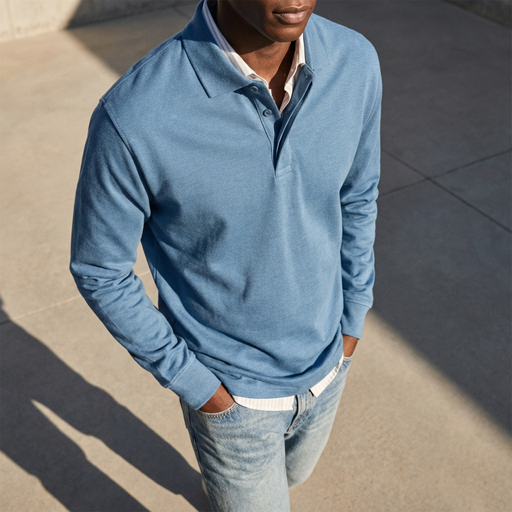 Marlowe - Polo a maniche lunghe in cotone morbido