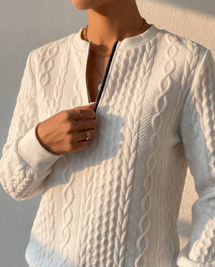 Zelda - Maglione in Maglia Morbida Elegante con Zip al Collo