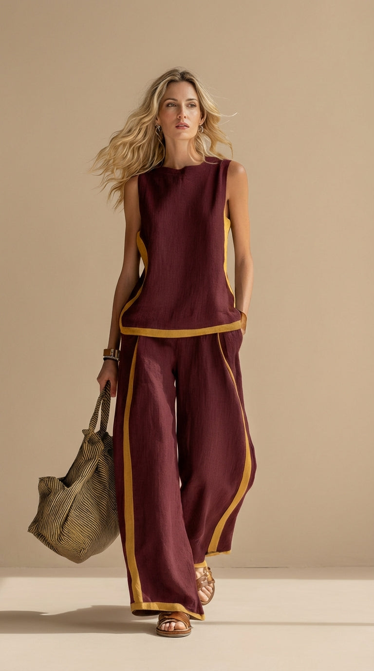 Olyra – Bordo a Contrasto in Lino-Cotone Set