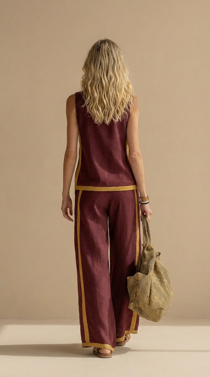 Olyra – Bordo a Contrasto in Lino-Cotone Set