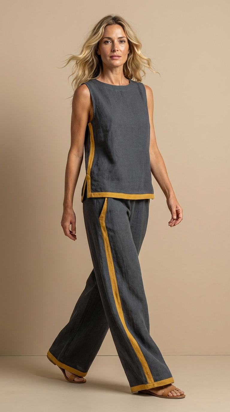 Olyra – Bordo a Contrasto in Lino-Cotone Set