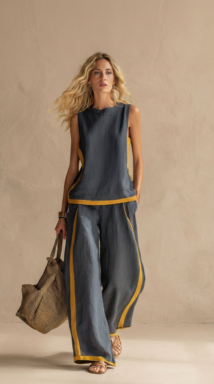 Olyra – Bordo a Contrasto in Lino-Cotone Set