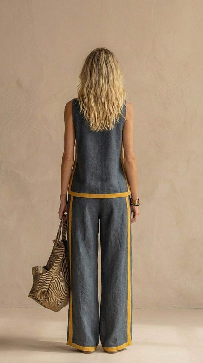 Olyra – Bordo a Contrasto in Lino-Cotone Set